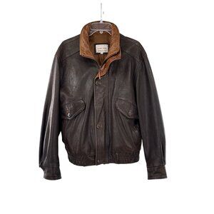 Lone Pine Mens American Made Brown Leather Bomber Jacket Size 38